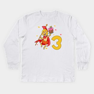 I am 3 with Spartan - kids birthday 3 years old Kids Long Sleeve T-Shirt